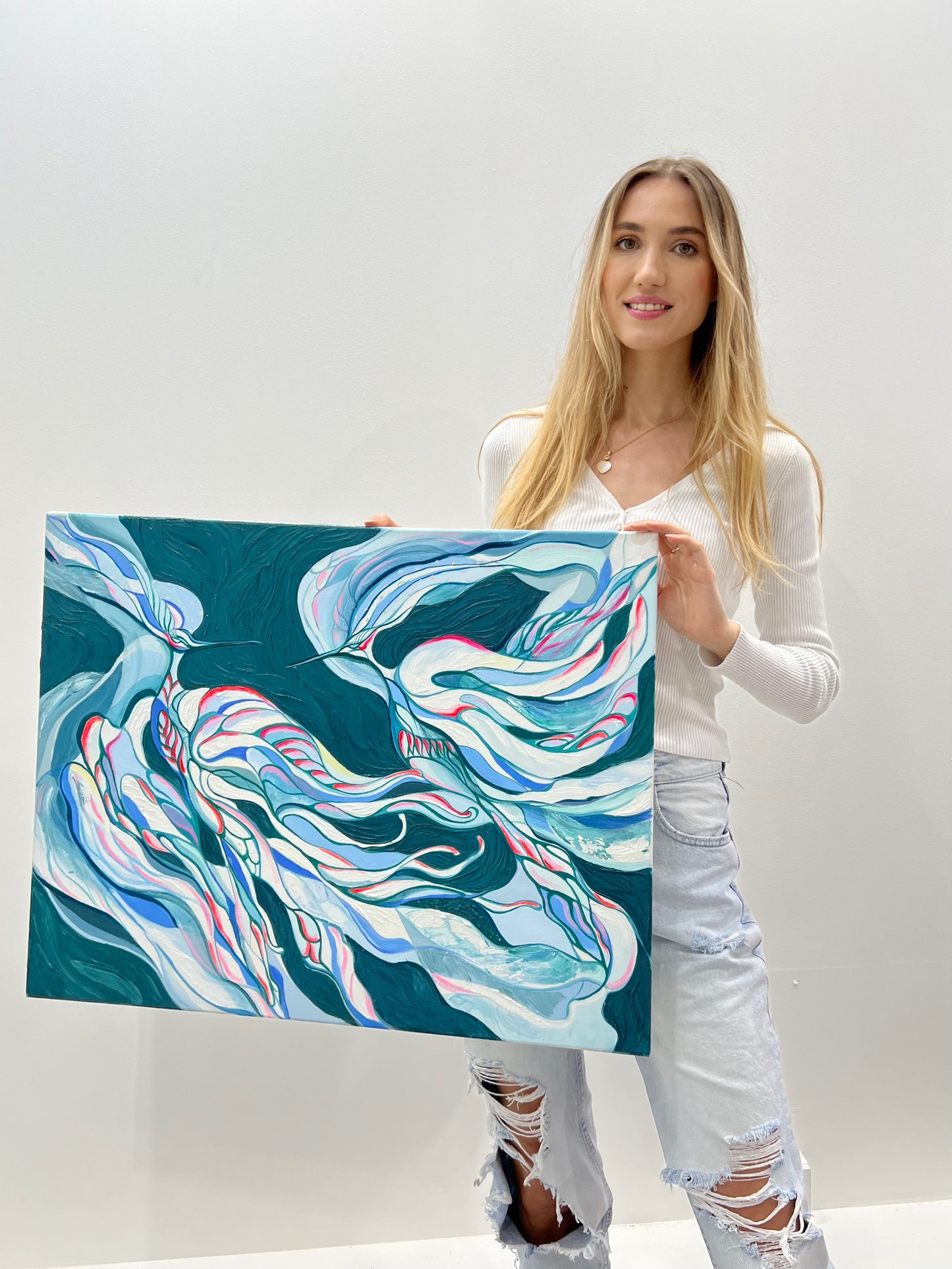 "Serenity" 55x70 cm. Oil on canvas, texture. 2022