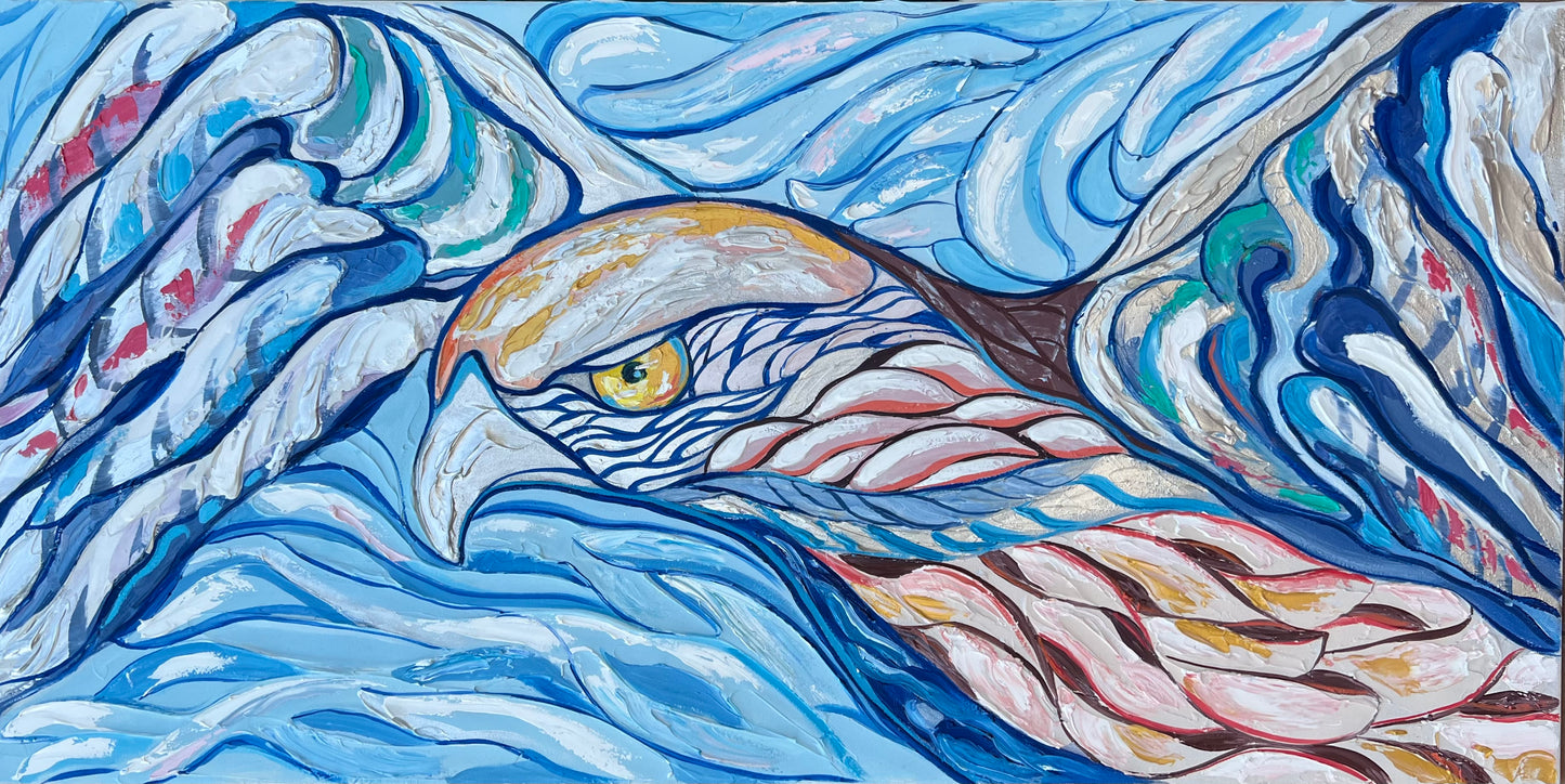 "Falcon" 45x90 cm. Mixed media. 2022